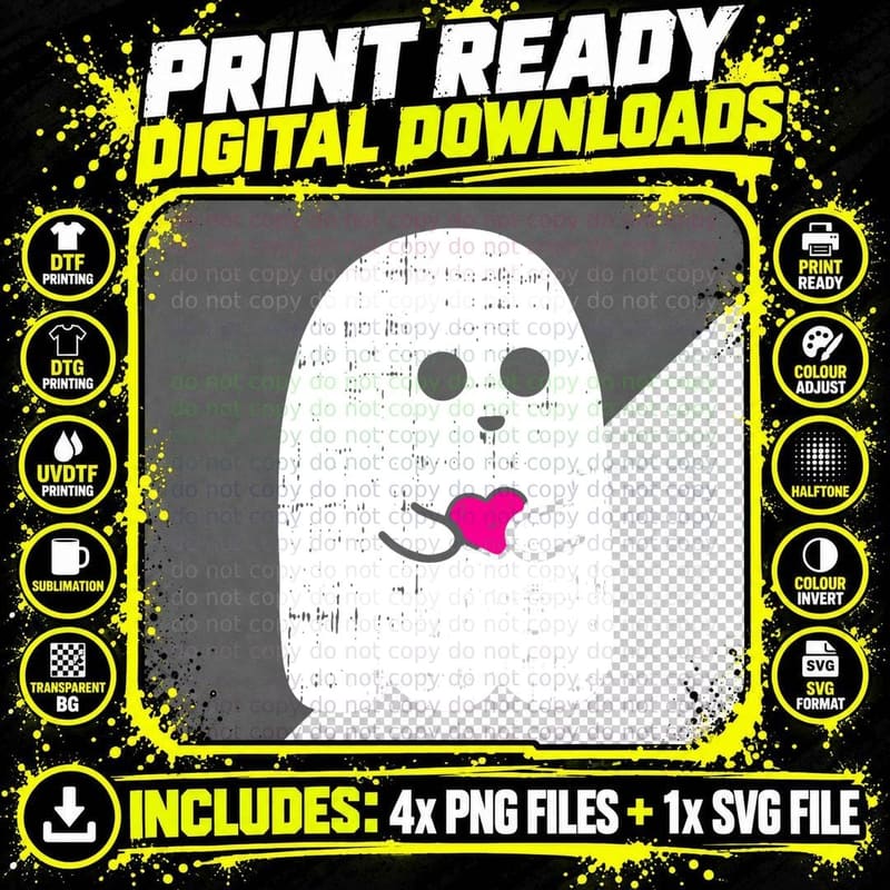 Ghost Heart Ghost Heart Ghoul Spirit Men Women Kids Png SVG Digital Bundle