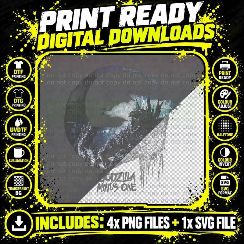 Godzilla Minus One T-Shirt, Monster Art Print Png SVG Digital Bundle