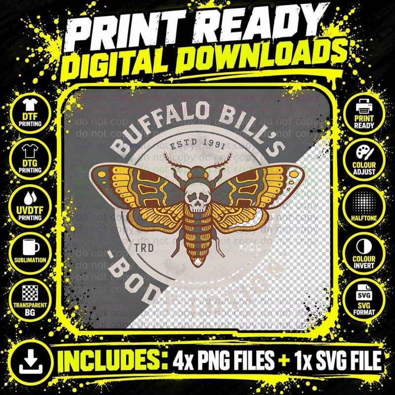 Goth Body Lotion - Deaths Head Moth - Distressed Horror Png SVG Digital Bundle