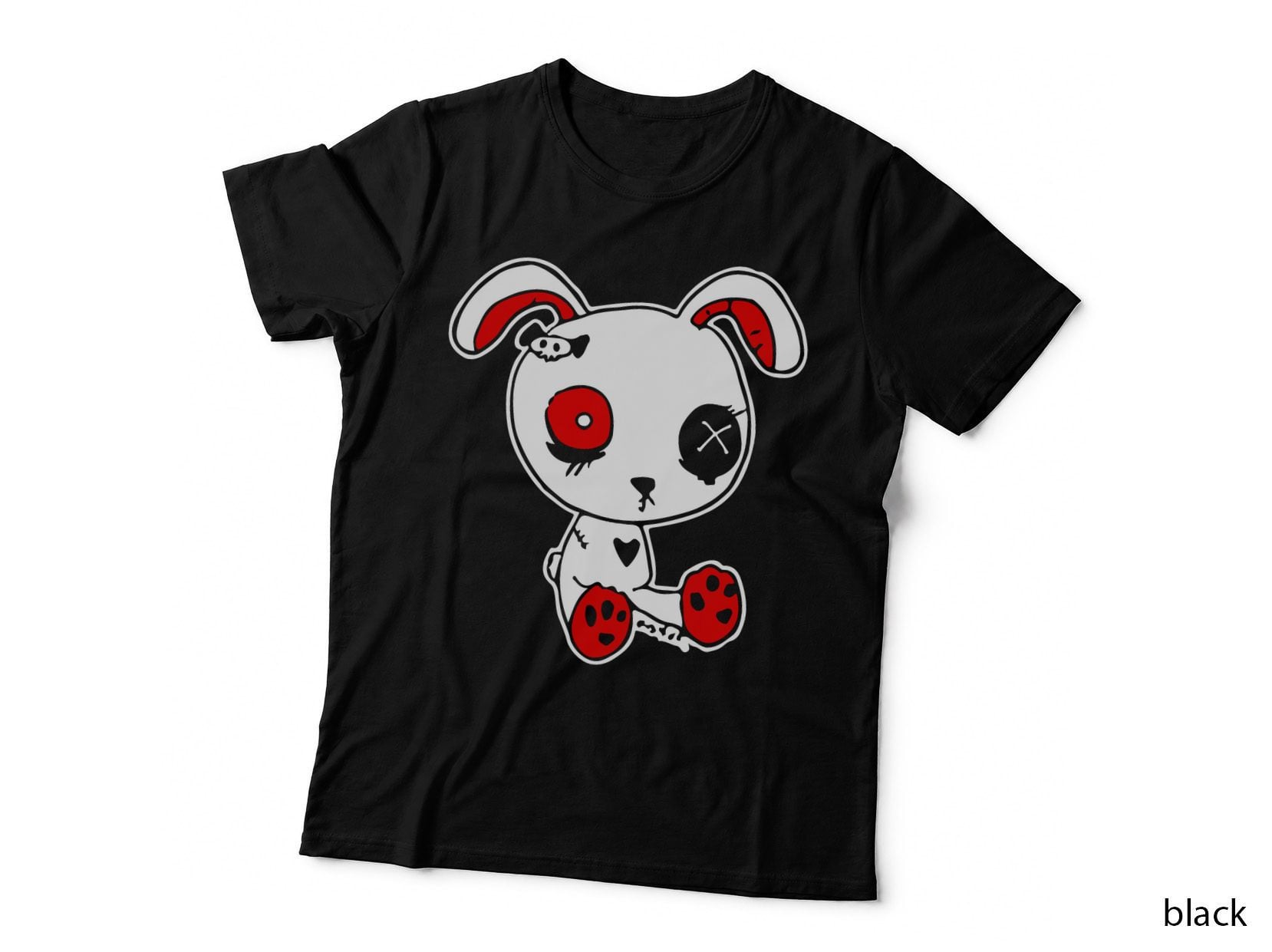 Goth Bunny Doll Lazy Halloween Costume Scary Creepy Gothic T-Shirt