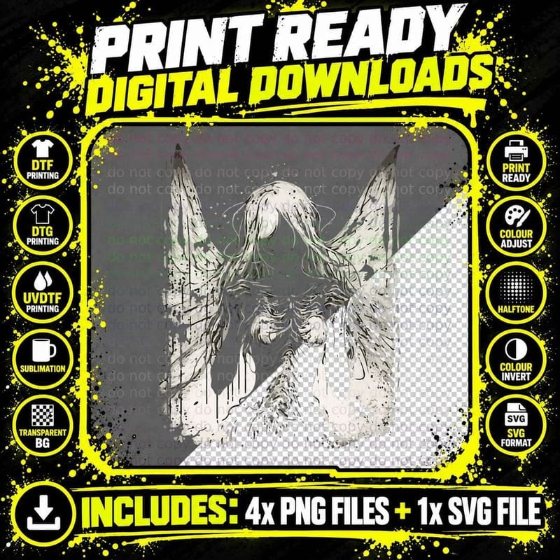 Goth Fairy Witch Fairycore Horror Occult Dark Art Png SVG Digital Bundle