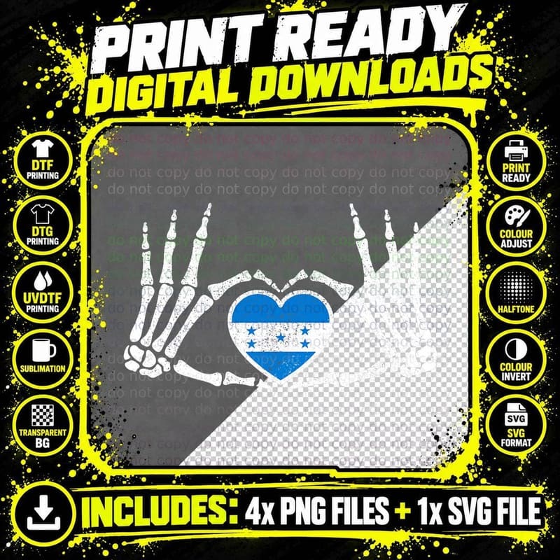 Gothic Goth Skeleton Honduras Honduran Halloween Costume Png SVG Digital Bundle