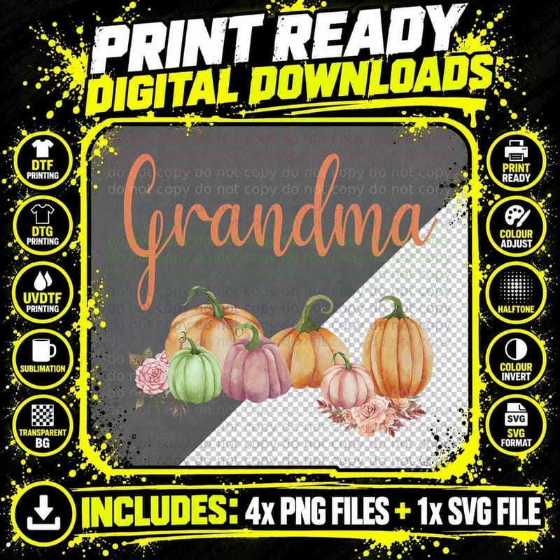 Grandma of Little Pumpkin First Birthday Autumn Pumpkin Png SVG Digital Bundle