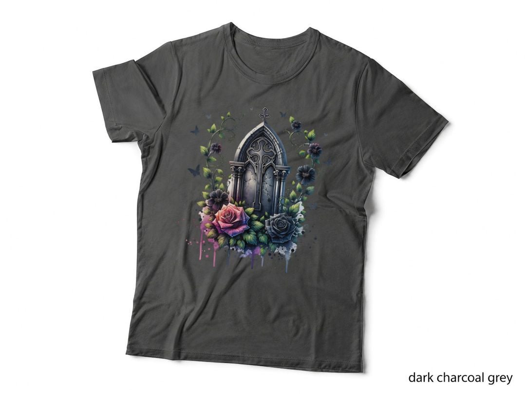 Gravestone with Roses Halloween, Horror, Goth T-Shirt