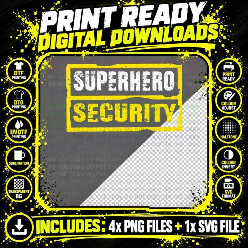 Halloween Adult Costume Superhero Security Dad Mom Png SVG Digital Bundle