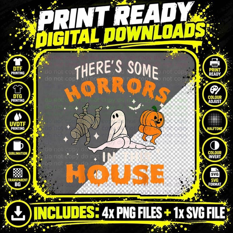 Halloween Characters Dancing T-Shirt Png SVG Digital Bundle
