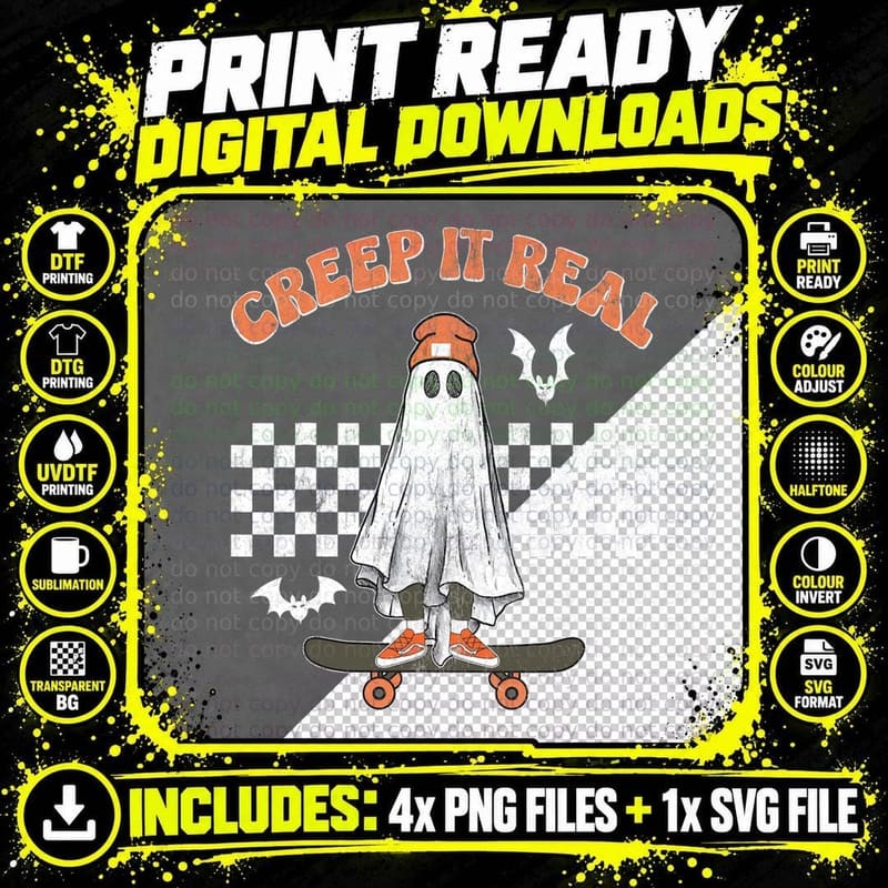 Halloween Creep It Real Ghost Boy Fall Season T-Shirt Png SVG Digital Bundle