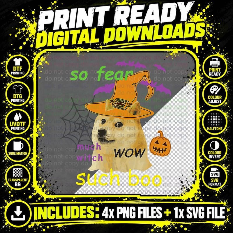 Halloween Doge Meme Costume T-Shirt Png SVG Digital Bundle