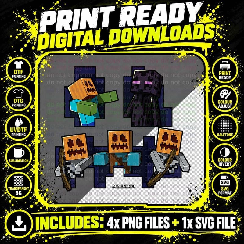Halloween Enemy Pumpkin Head Enderman, Spooky T-Shirt Png SVG Digital Bundle
