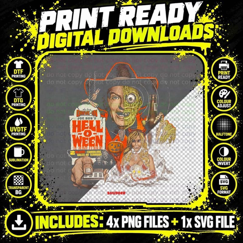 Halloween Horror Drive-In Movie Poster T-Shirt Png SVG Digital Bundle