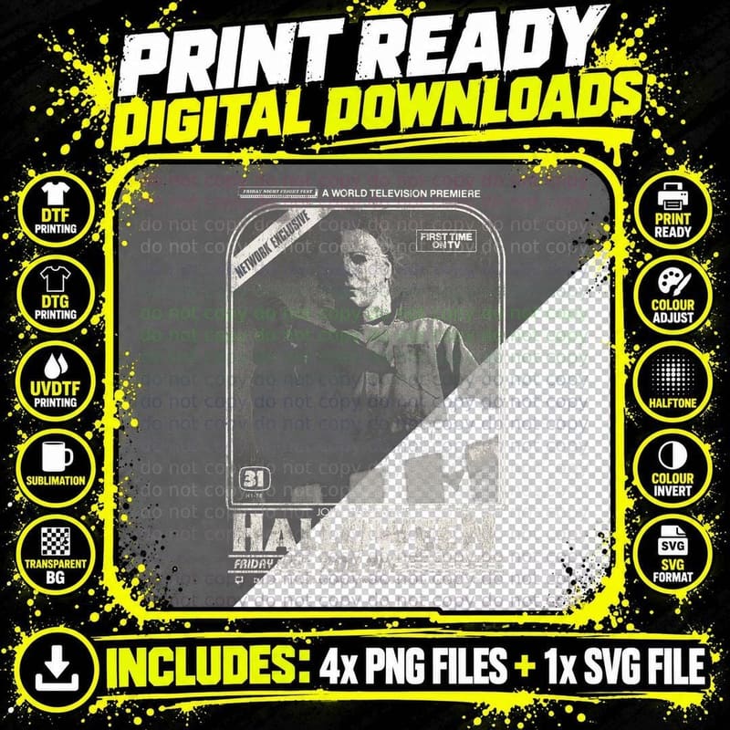 Halloween Horror Movie Fan Tee, John Carpenter's Png SVG Digital Bundle