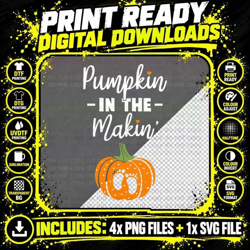 Halloween Maternity Pregnancy Funny Pumpkin in the Png SVG Digital Bundle