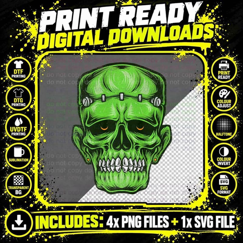 Halloween Monster Horror Movie Frankenstein Png SVG Digital Bundle