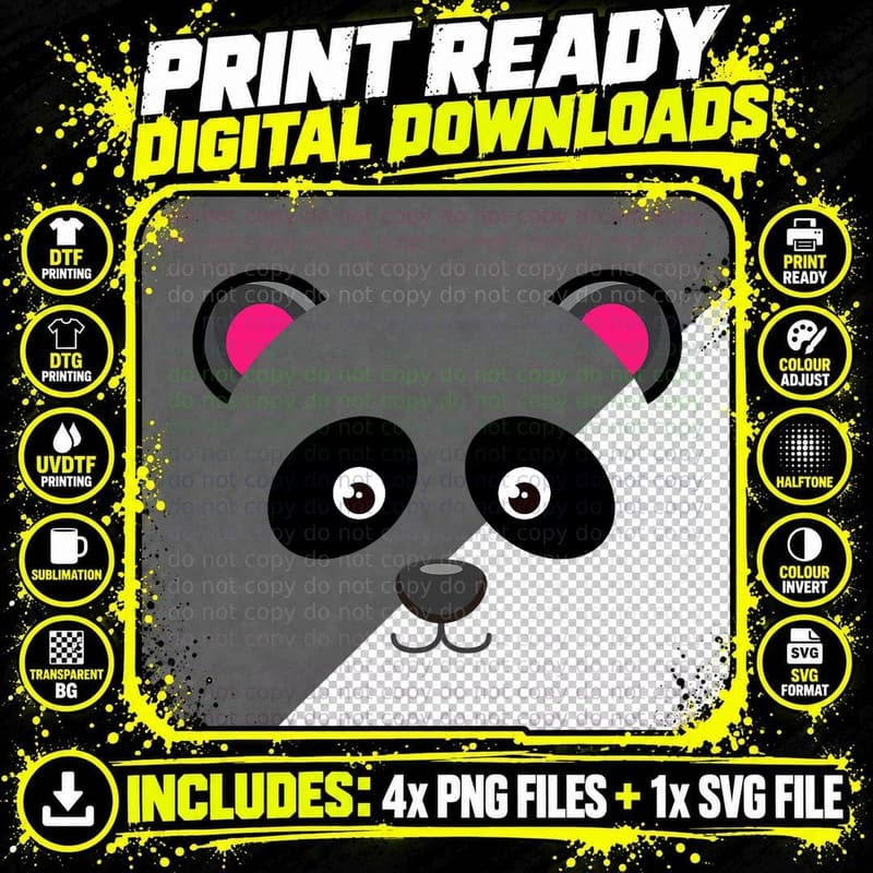 Halloween Panda Bear Costume Men Women Kids Boys Panda Png SVG Digital Bundle