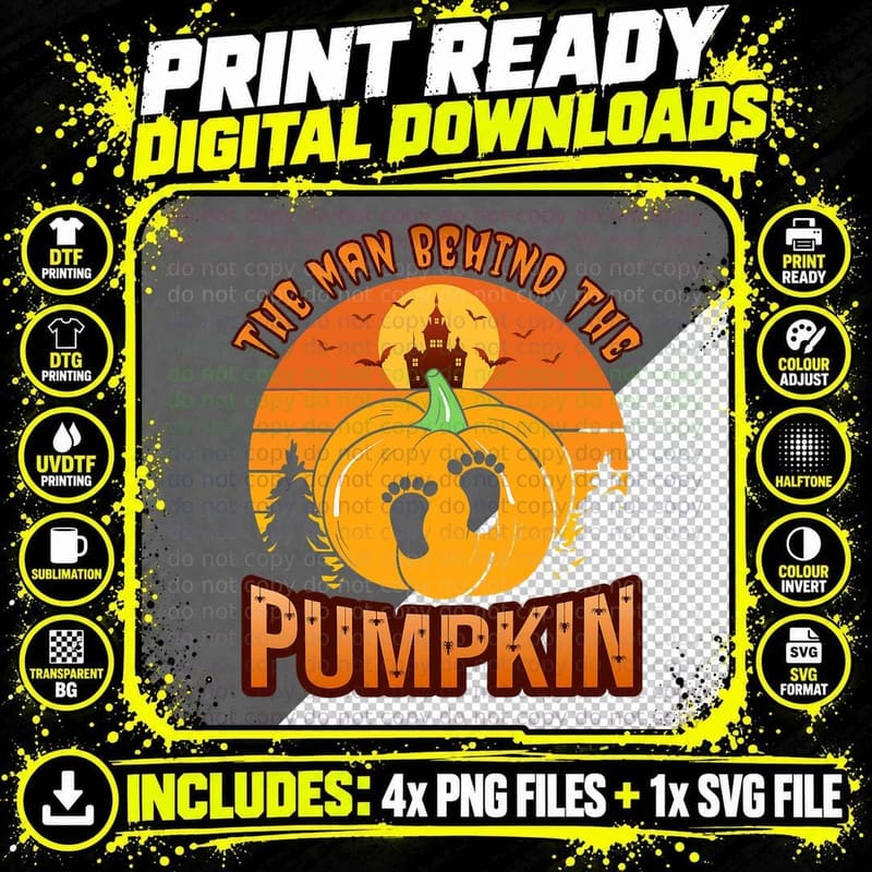 Halloween Pregnancy for Men Expecting Pumpkin Costume Png SVG Digital Bundle