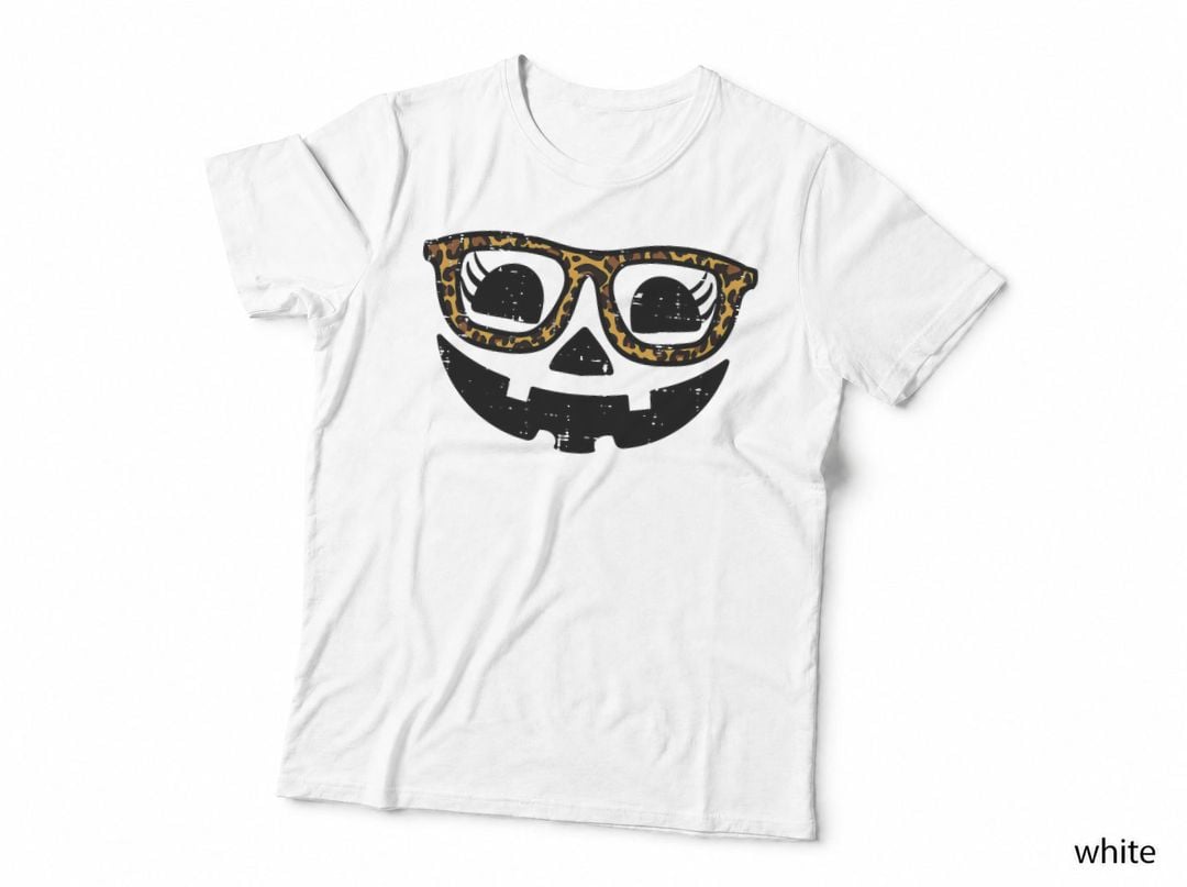 Halloween Pumpkin Face Glasses Costume Women Girls Kids Teen T-Shirt