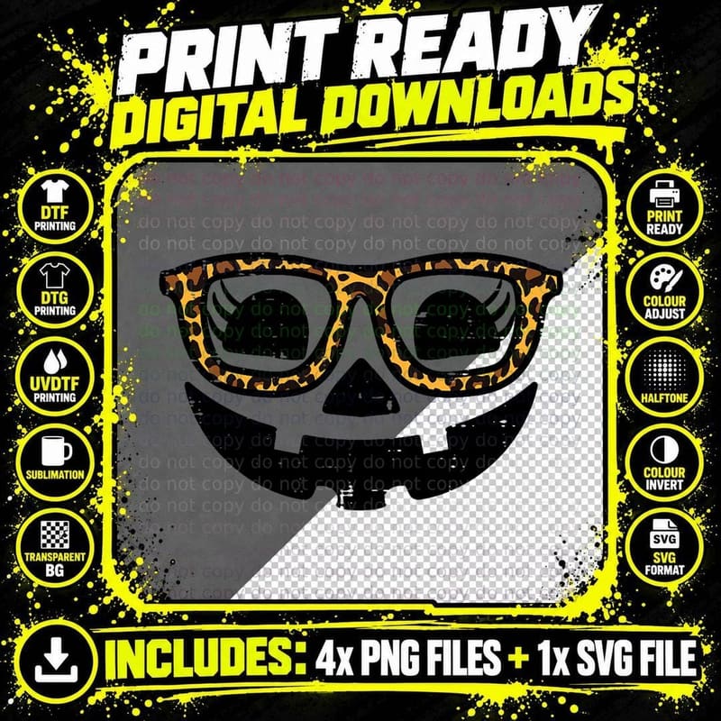Halloween Pumpkin Face Glasses Costume Women Girls Kids Png SVG Digital Bundle