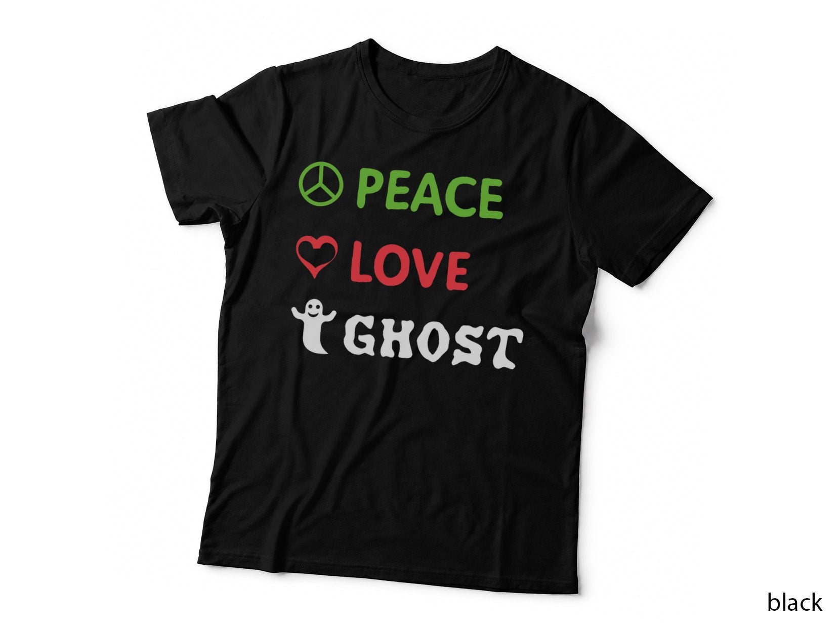 Halloween Scary Hippie Ghost Spooky Boo Peace Love Funny T-Shirt