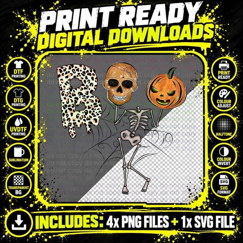 Halloween Skeleton Motif T-Shirt, Skeleton Holding Png SVG Digital Bundle