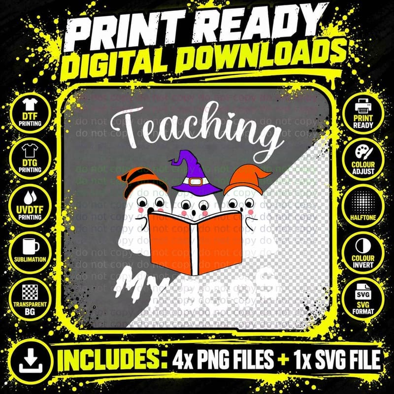 Halloween Teacher Teaching My Boos Cute Ghost Costume Png SVG Digital Bundle
