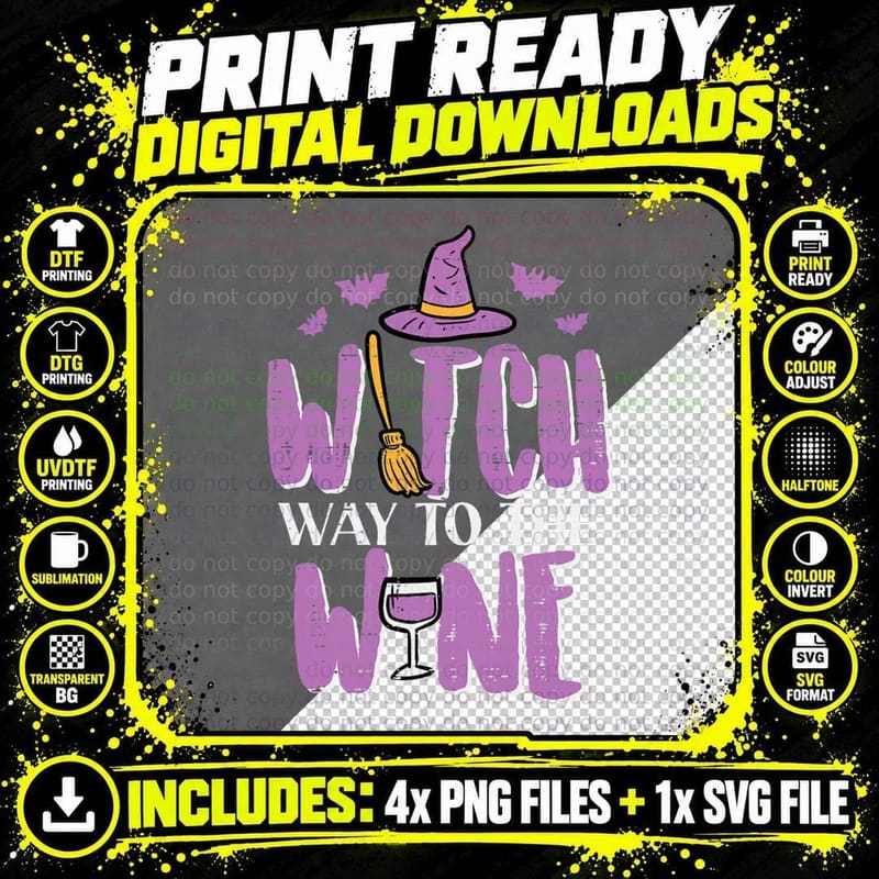 Halloween Witch Way to Funny Pun Costume Party Mom Women Png SVG Digital Bundle