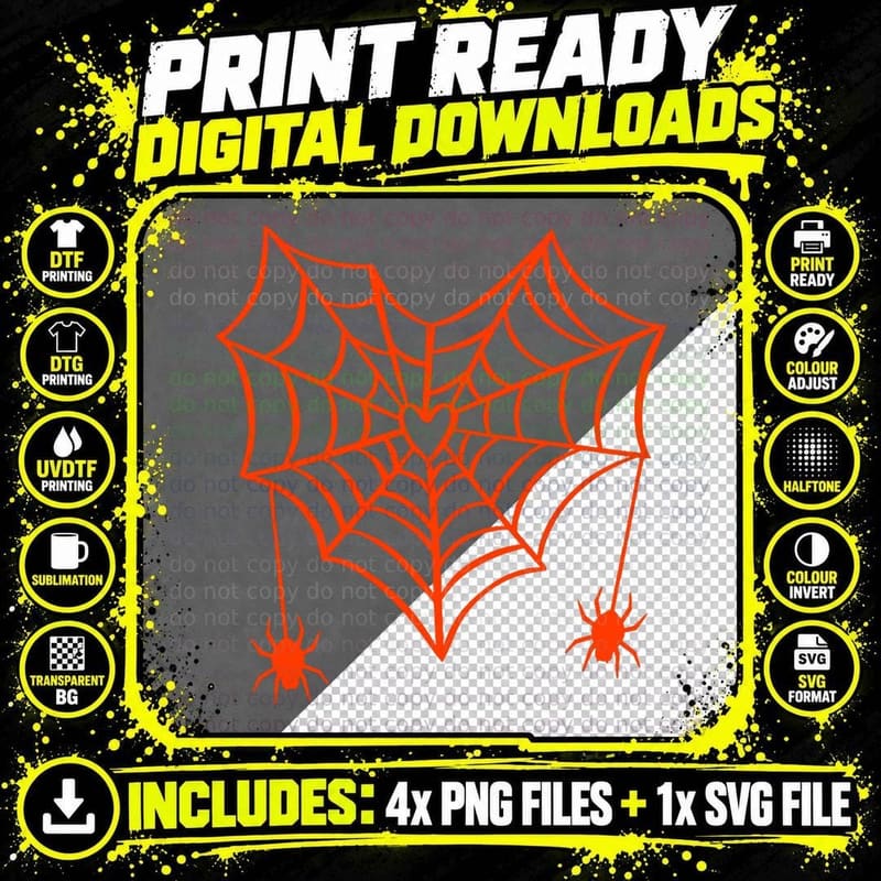 Heart Spider Web Halloween for Teen Girl Adult Women Png SVG Digital Bundle