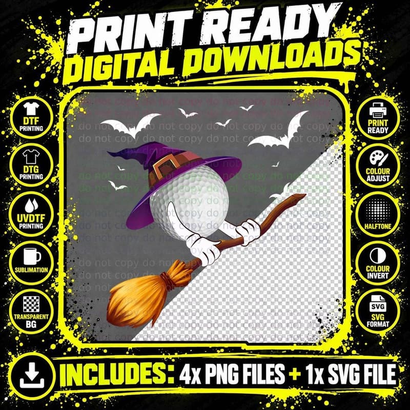 Holiday 365 Halloween Funny Golf Witch Golfer Png SVG Digital Bundle