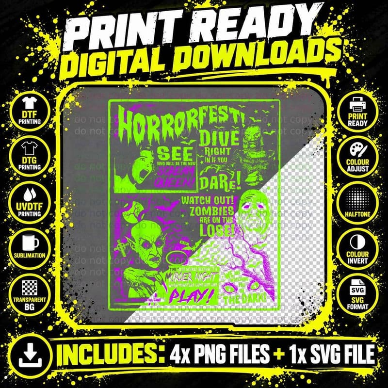 Horror Movie Fest Poster T-Shirt, Horrorfest Scream Png SVG Digital Bundle