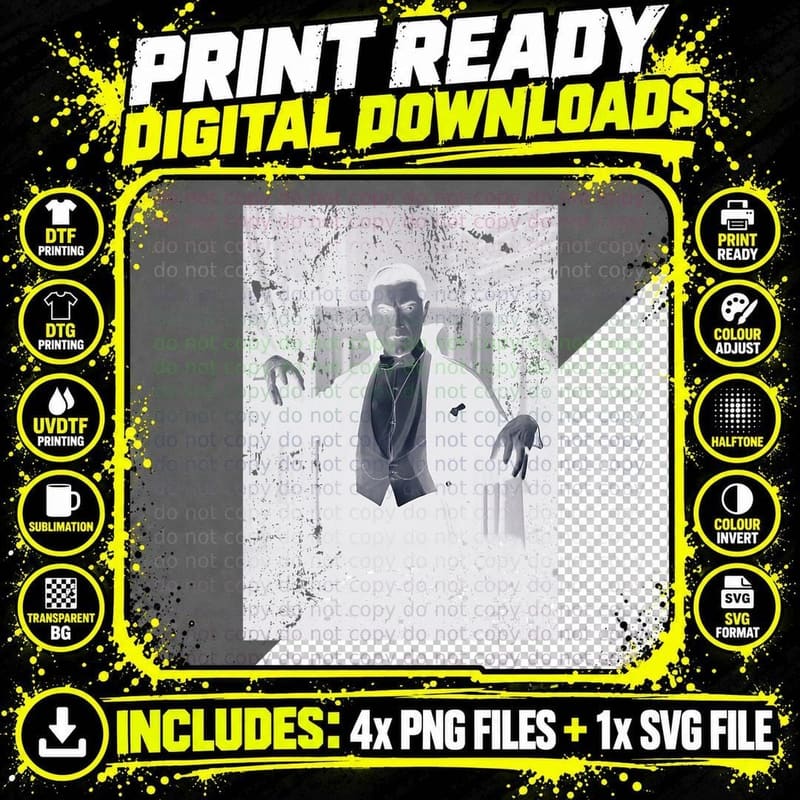 Horror Movie Monster Halloween Count Dracula Vampire Png SVG Digital Bundle