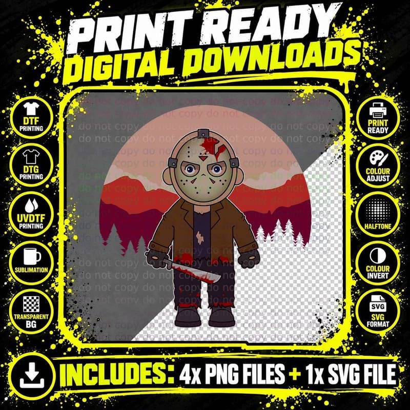 Horror Movie Monster Lazy Halloween Costume Funny Scary Png SVG Digital Bundle
