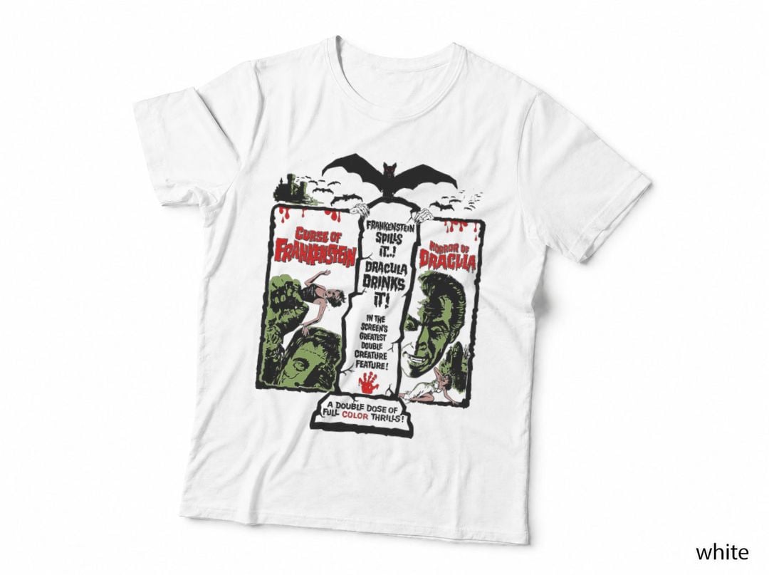 Horror Movie Vintage Dracula Halloween Frankenstein Monster T-Shirt