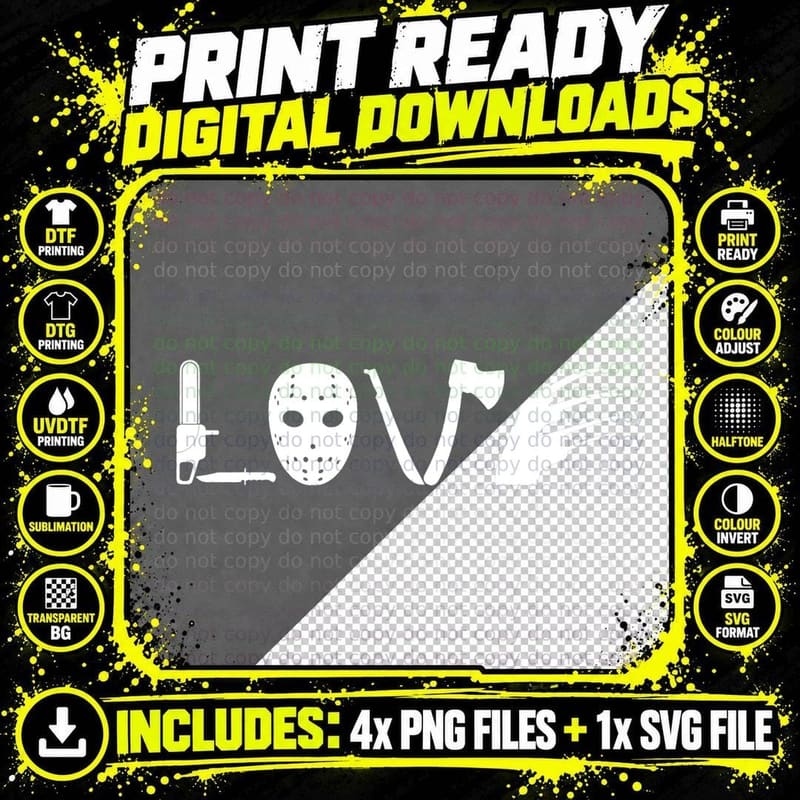 I Love Horror Movies T-Shirt - Scary Movie Shirt Png SVG Digital Bundle