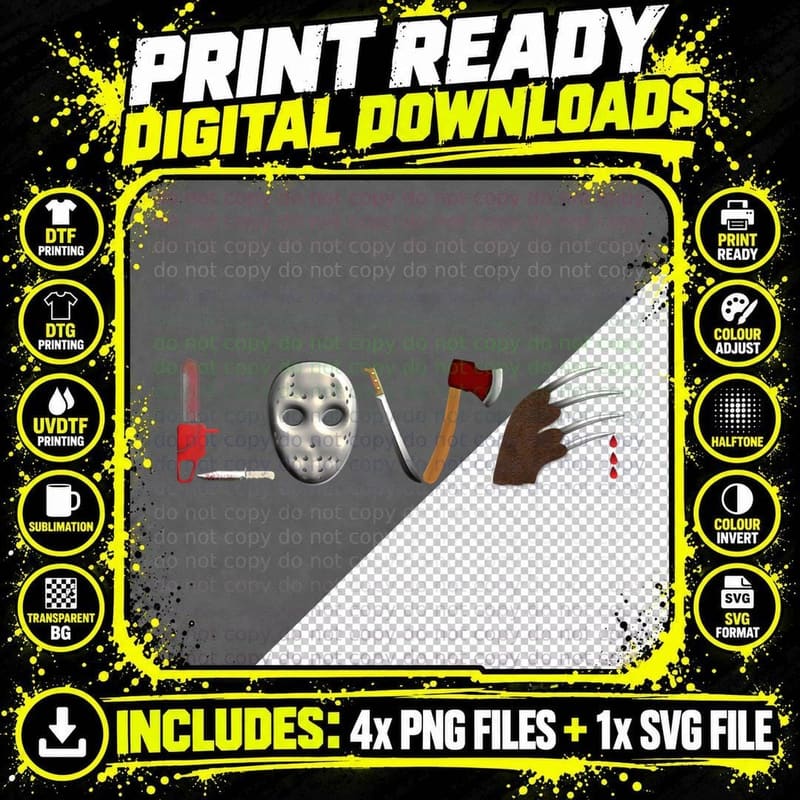 I Love Horror Movies, Scary Movie T-Shirt Png SVG Digital Bundle