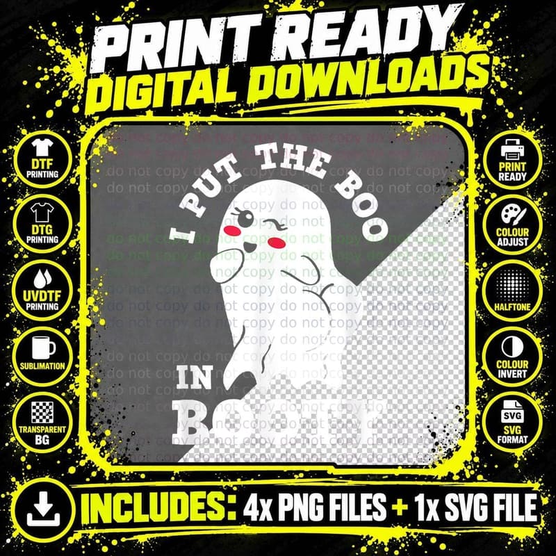 I Put the Boo in Booty Funny Girls Halloween Costume Png SVG Digital Bundle