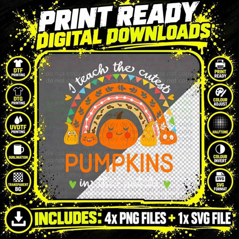 I Teach the Cutest Pumpkin in the Patch Halloween Png SVG Digital Bundle