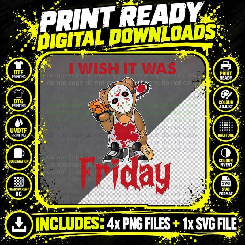 I Wish It Was Friday Costume Horror Movie Lazy Halloween Png SVG Digital Bundle