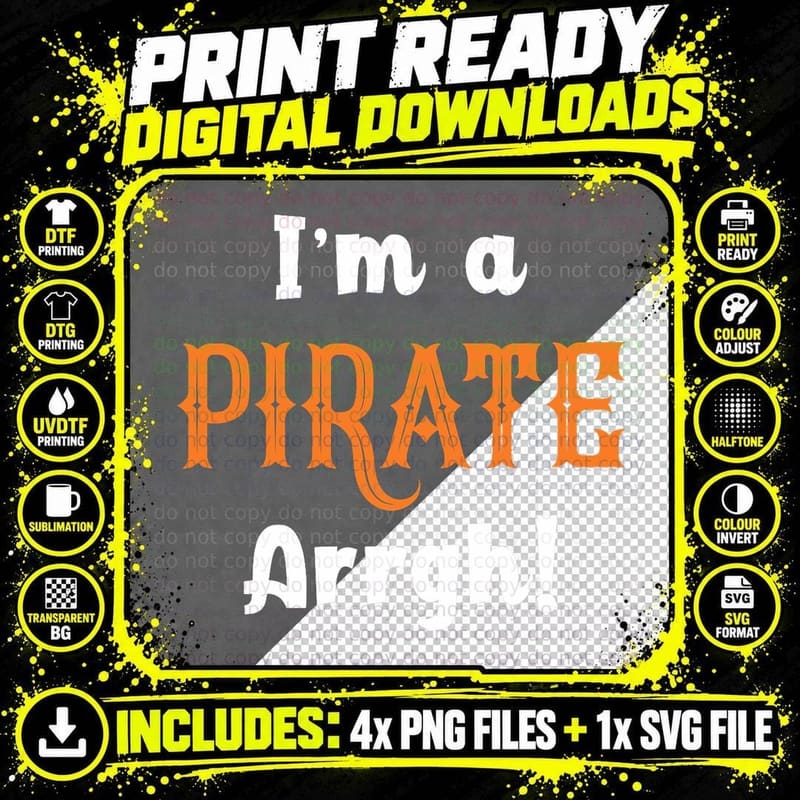 I'm a Pirate Arrgh! Costume Funny Halloween T-Shirt Png SVG Digital Bundle