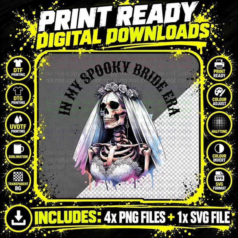 In My Spooky Bride Era, Retro Vintage, Gift Idea Png SVG Digital Bundle