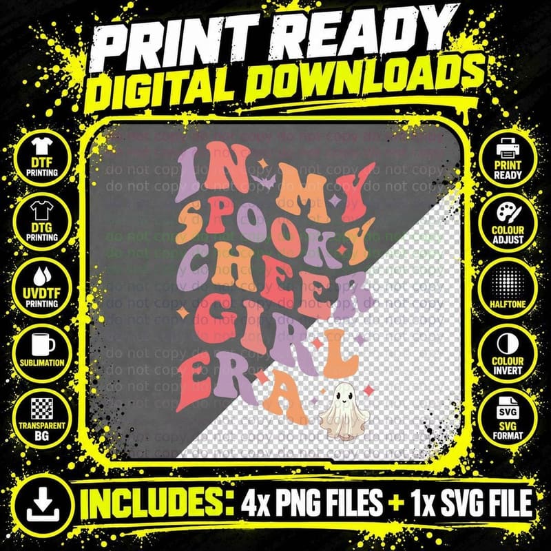In My Spooky Cheer Girl Era Cheerleader Girl Woman Png SVG Digital Bundle
