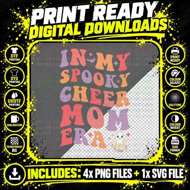 In My Spooky Cheer Mom Era Halloween Funny Cheerleader Png SVG Digital Bundle