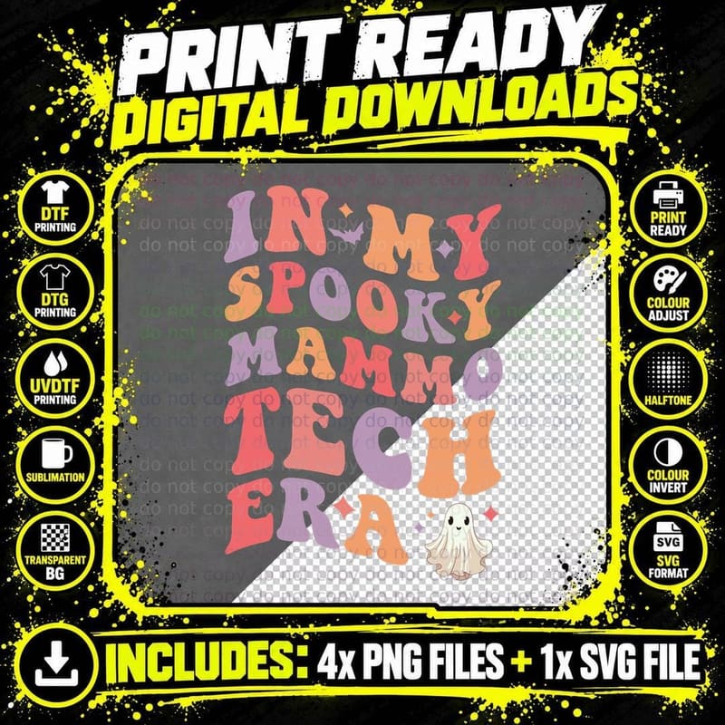 In My Spooky Mammo Tech Era Halloween Mammo Png SVG Digital Bundle