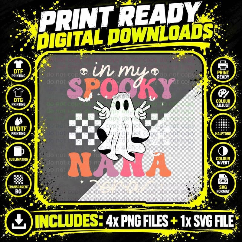In My Spooky Nana Era Halloween Groovy Witchy Spooky Png SVG Digital Bundle