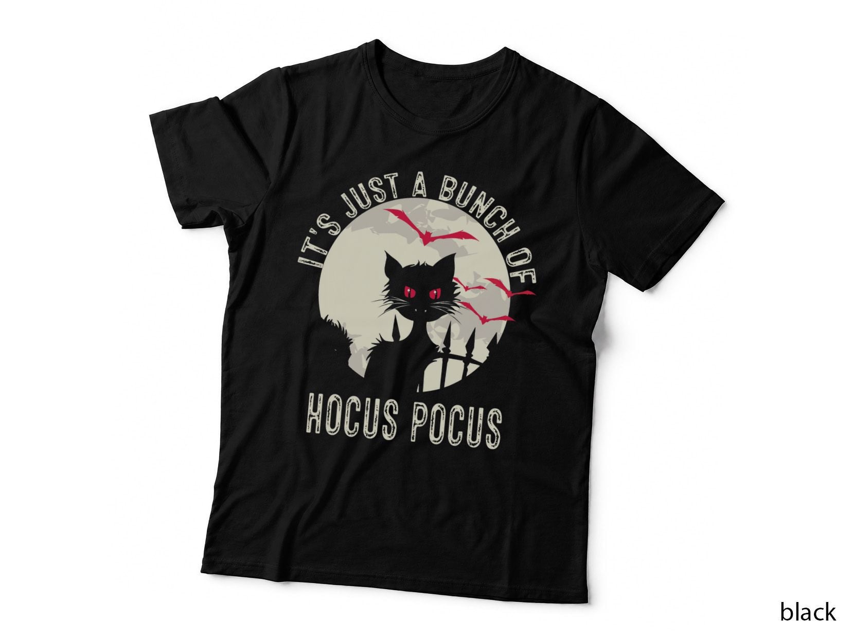 It's Just a Bunch of Hocus Pocus Vintage Halloween Black Cat T-Shirt