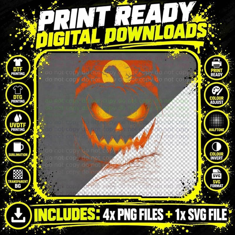 Jack O Lantern Joker's Mirthful Pumpkin Jest T-Shirt Png SVG Digital Bundle