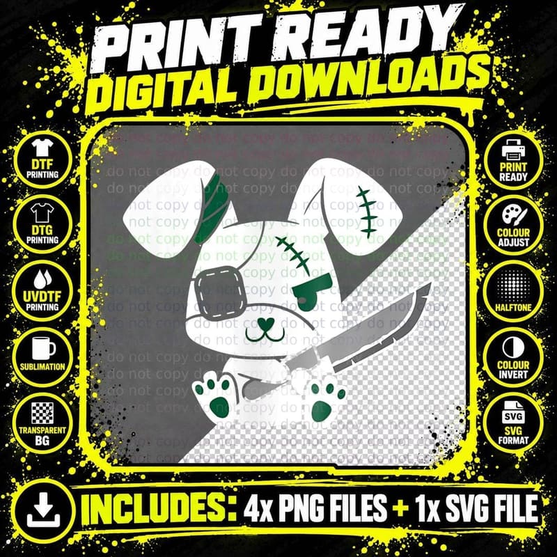 Kawaii Aesthetic Creepy Rabbit Menhera Pastel Goth Png SVG Digital Bundle
