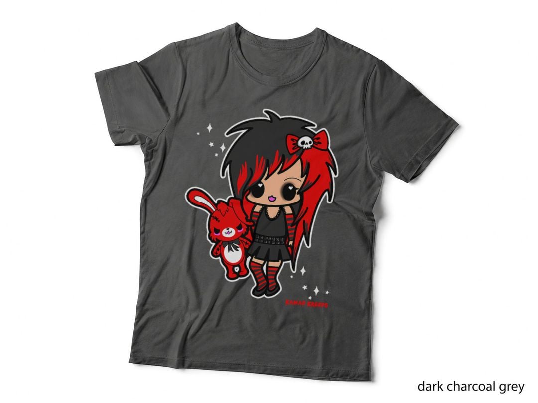 Kawaii Emo Chibi Egirl Scene Kid Goth Gothic Creepy Bunny T-Shirt