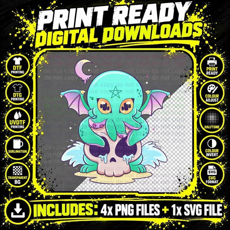 Kawaii Pastel Goth Creepy Creature Skull Demon Menhera Png SVG Digital Bundle
