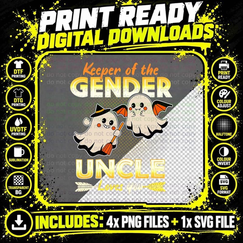 Keeper of the Gender Uncle Loves You Reveal Halloween Png SVG Digital Bundle