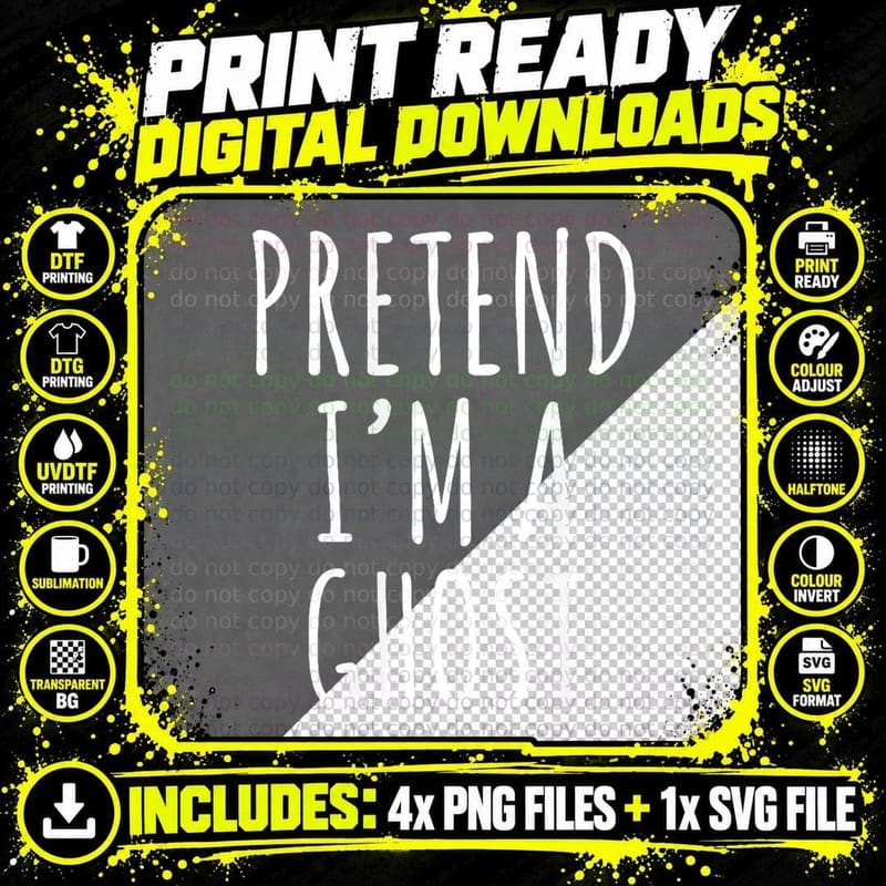 Lazy Halloween Costume Pretend I'm a Ghost T-Shirt Png SVG Digital Bundle