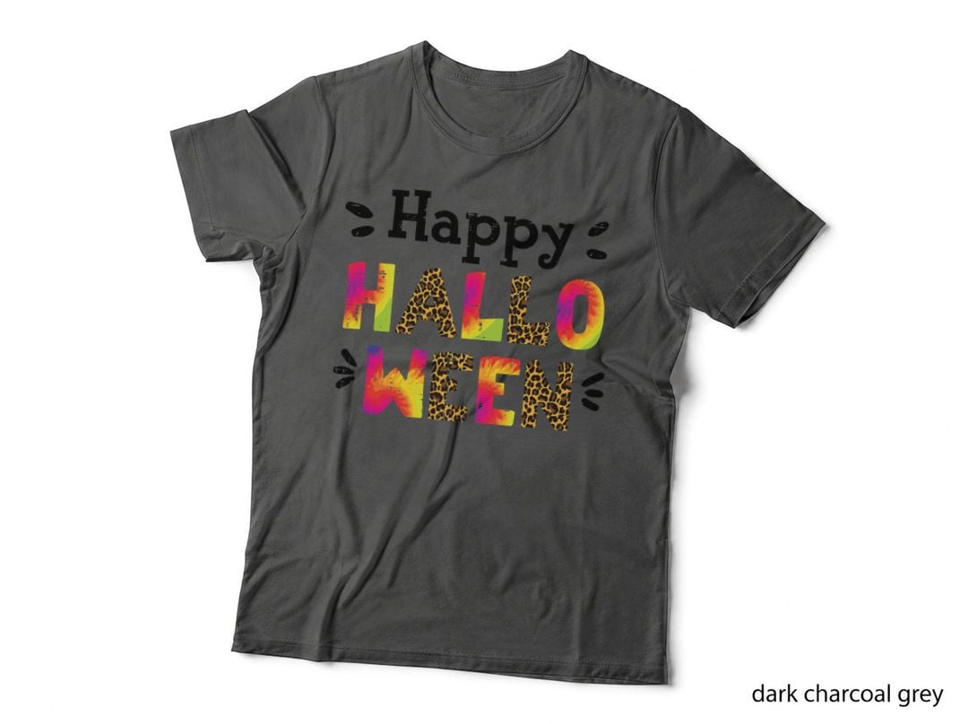 Leopard Tie Dye Happy Halloween Retro Costume Women Girls T-Shirt